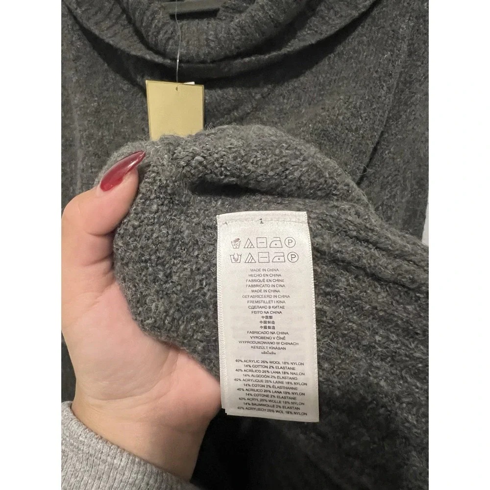 Michael Kors‎ Women's Wool-Blend Cowlneck Sweater Gray Size Medium NWT $89.50